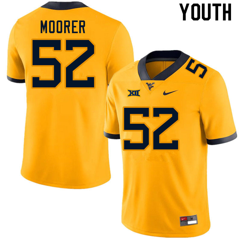 Youth #52 Parker Moorer West Virginia Mountaineers College Football Jerseys Sale-Gold - Click Image to Close